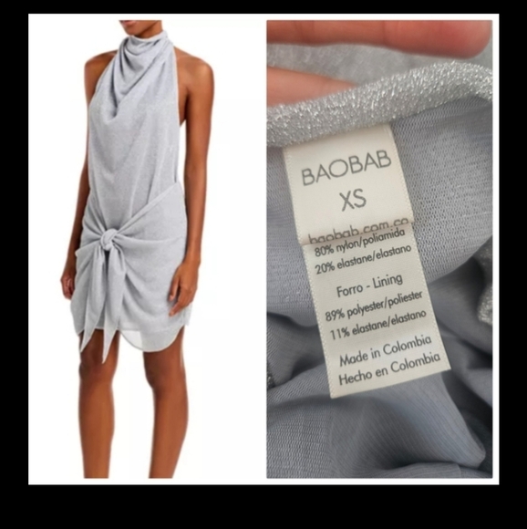 Baobab Collection Dresses & Skirts - Nwt Baobab Providencia Silver Metallic Goddess Lurex Soft Wrap Halter Dress Xs S